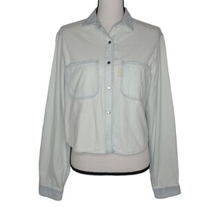 Haikure Island 1986 Crop Shacket Light Wasabi Denim Blue HEW06031 Large NWT